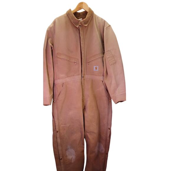 VTG Carhartt Quilted Duck Canvas Coveralls X01 Lined Workwear Men's 2 XL Utility - Picture 3 of 8
